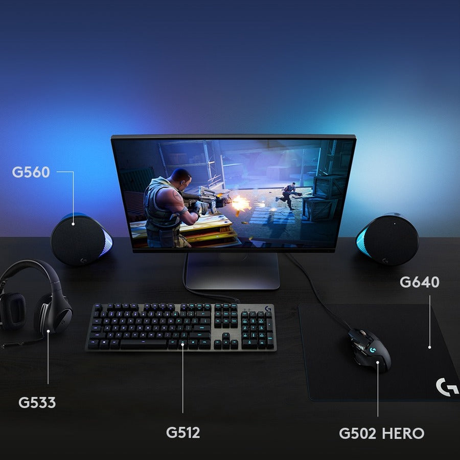 Logitech G512 RGB Mechanical Gaming Keyboard, GX Blue, USB Passthrough 920-008936