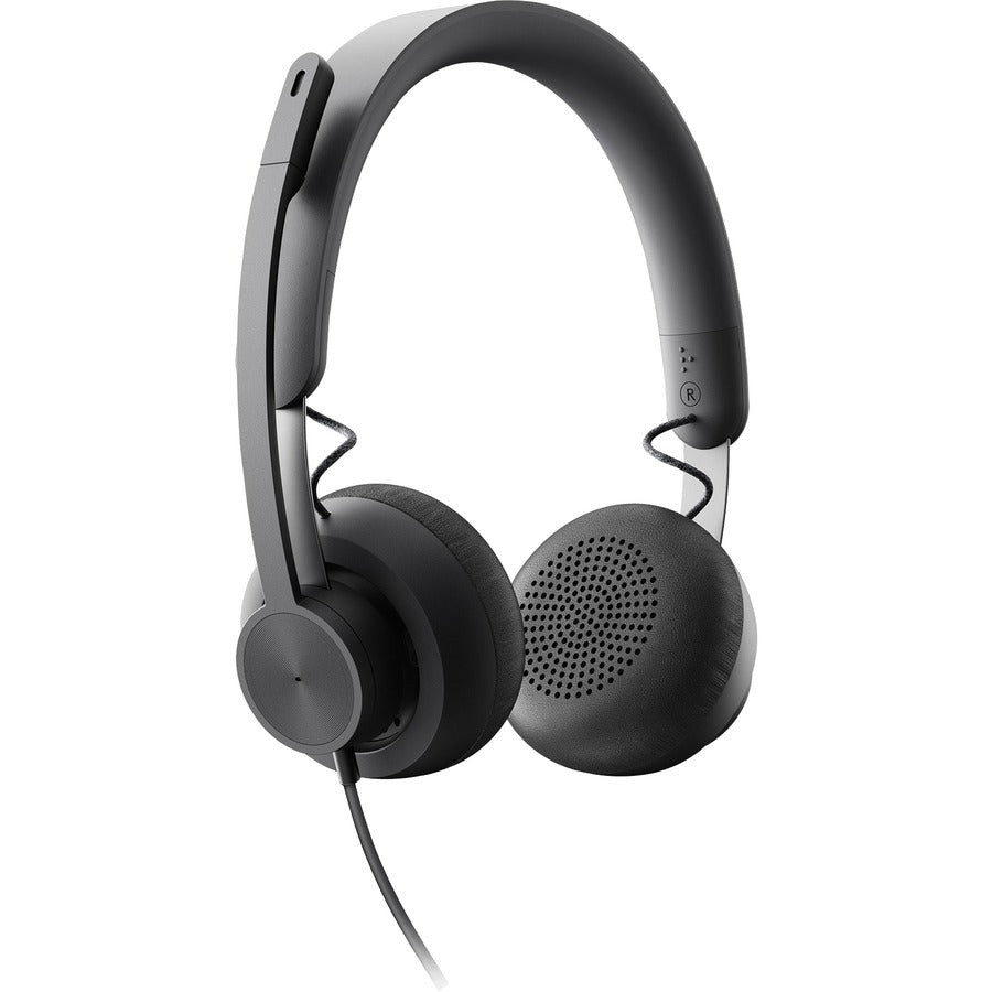 Logitech Zone 750 Wired On-Ear Headset with advanced noise-canceling microphone, simple USB-C and included USB-A adapter, plug-and-play compatibility for all devices 981-001103