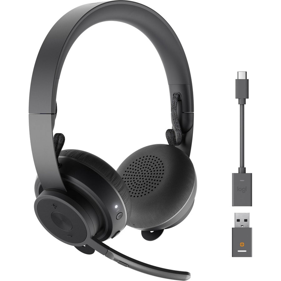 Logitech Zone 900 On-Ear Wireless Bluetooth Headset with advanced noise-canceling microphone, connect up to 6 wireless devices with one receiver, quick access to ANC and Bluetooth 981-001100