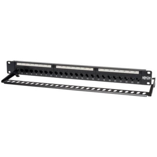 Tripp Lite 24-Port Cat6 Cat5 Patch Panel Feed Through Rackmount 568A/B RJ45 1URM TAA N254-024