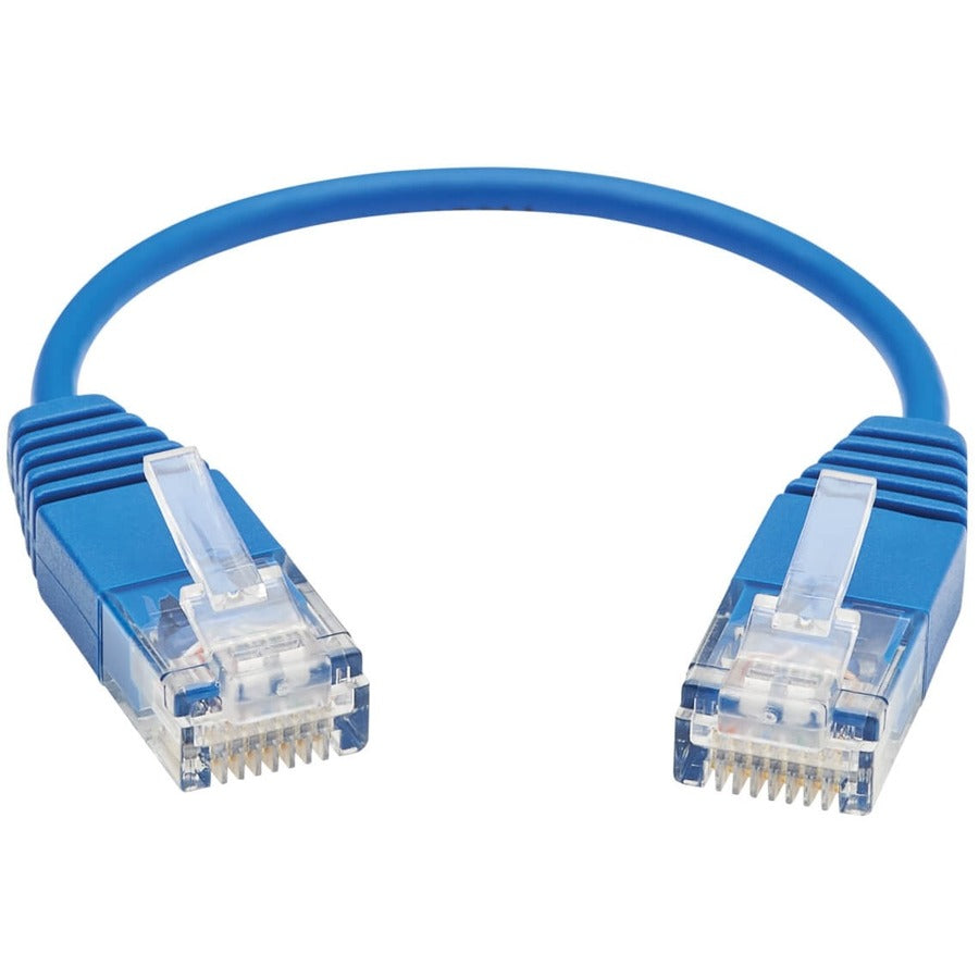 Câble Ethernet UTP moulé ultra fin certifié Tripp Lite by Eaton Cat6a 10G (RJ45 M/M), bleu, 6 po N261-UR6N-BL