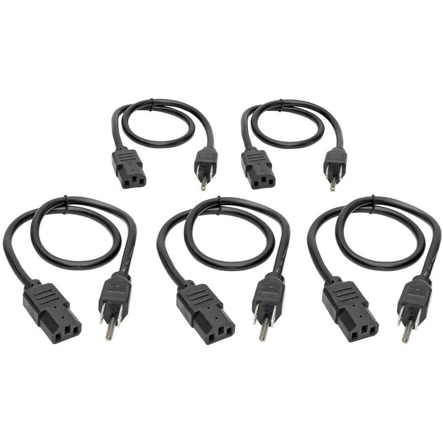 Tripp Lite 2ft Computer Power Cord Cable 5-15P to C13 10A 18AWG 2' 5-pack 5pc P030-002-5