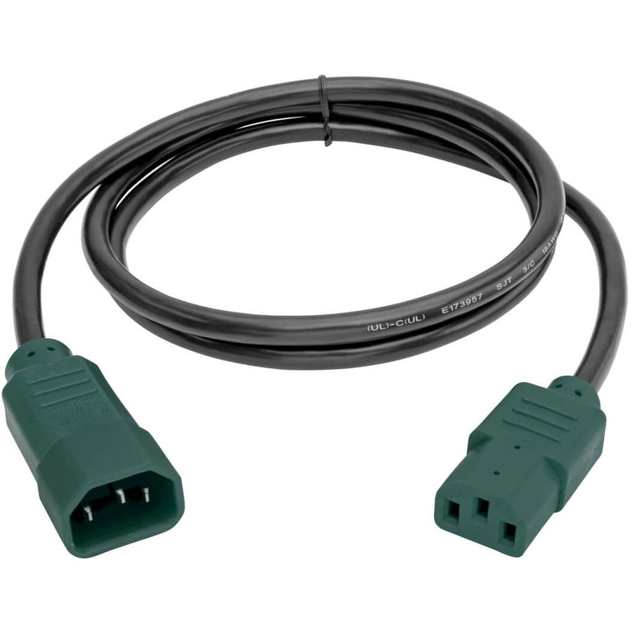 Tripp Lite 4ft Computer Power Cord Extension Cable C14 to C13 Green 10A 18AWG 4' P004-004-GN