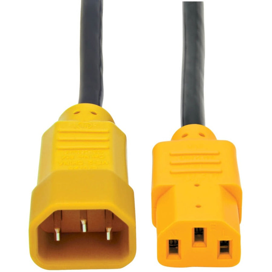 Câble d'extension de cordon d'alimentation d'ordinateur Tripp Lite de 4 pieds C14 à C13 jaune 10A 18AWG 4' P004-004-YW