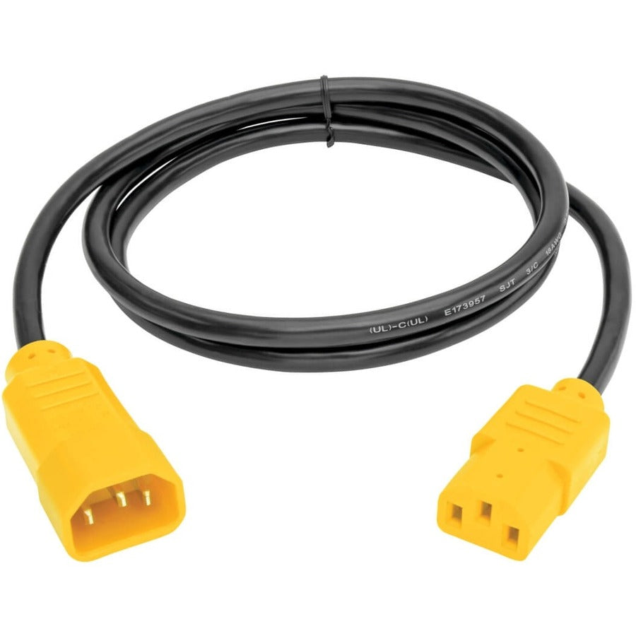 Tripp Lite 4ft Computer Power Cord Extension Cable C14 to C13 Yellow 10A 18AWG 4' P004-004-YW