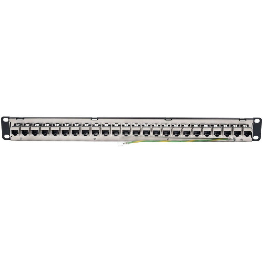 Tripp Lite 24-Port Cat6a Patch Panel Shielded Feedthrough Rackmount RJ45 1U N254-024-SH-6A