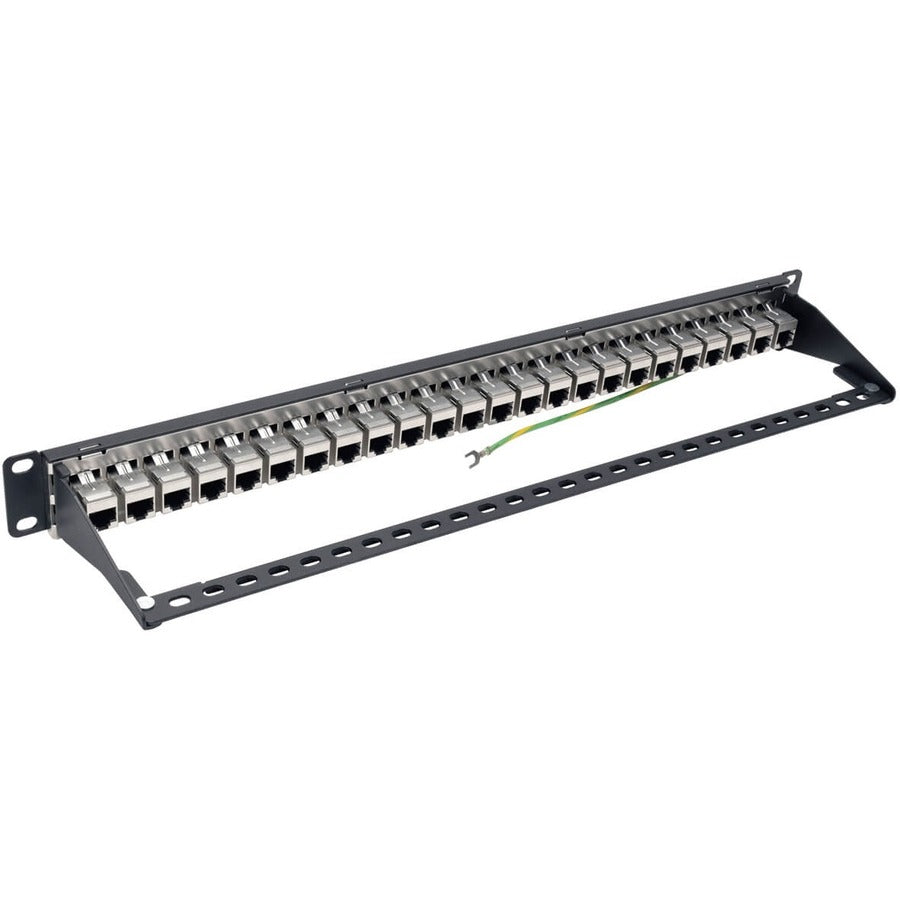 Tripp Lite 24-Port Cat6a Patch Panel Shielded Feedthrough Rackmount RJ45 1U N254-024-SH-6A