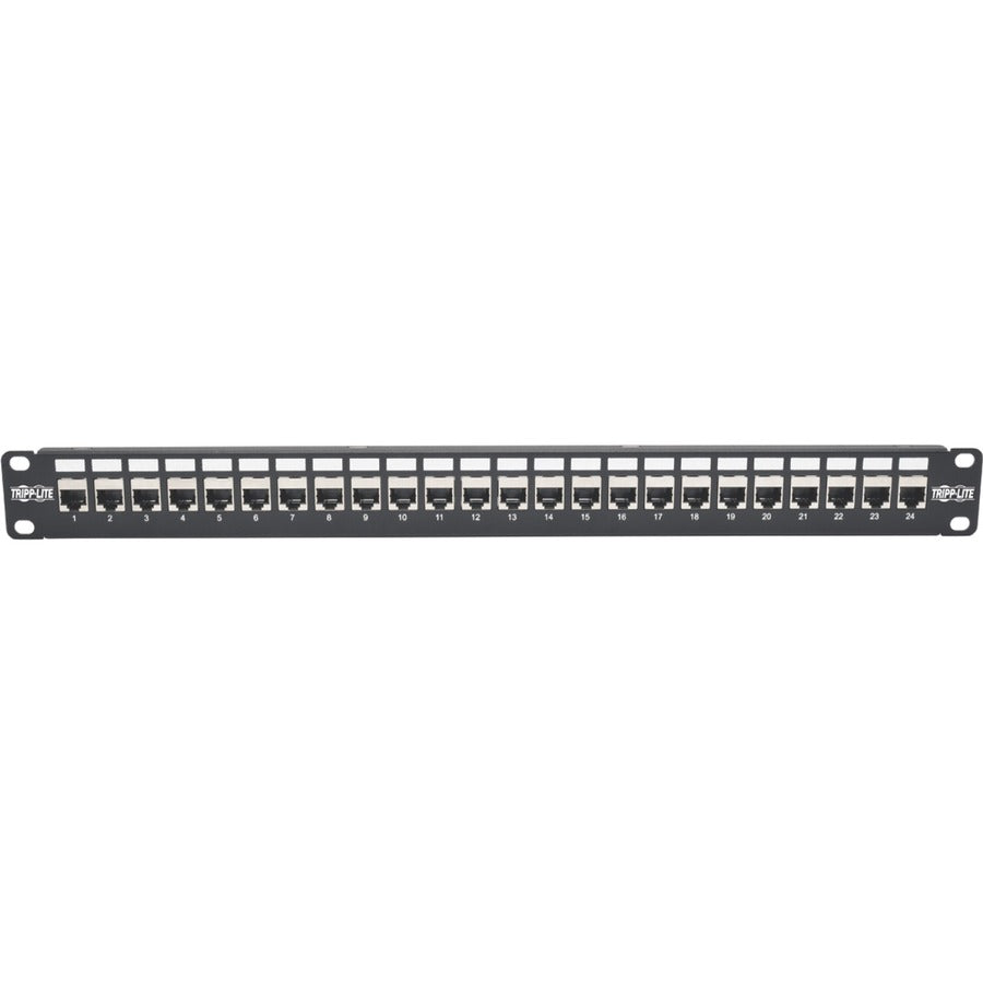 Tripp Lite 24-Port Cat6a Patch Panel Shielded Feedthrough Rackmount RJ45 1U N254-024-SH-6A