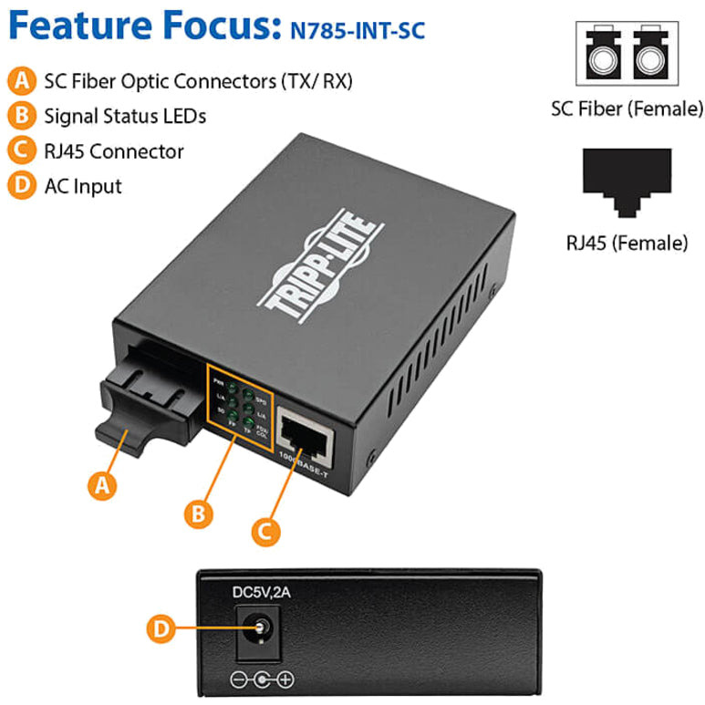 Tripp Lite by Eaton N785-INT-SC Transceivers/Media Converter N785-INT-SC