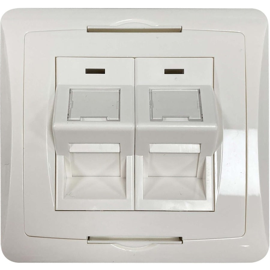 Tripp Lite by Eaton 2-Port UK-Style Wall Plate, Unloaded Shuttered Angled Module, White N042U-WK2-SA