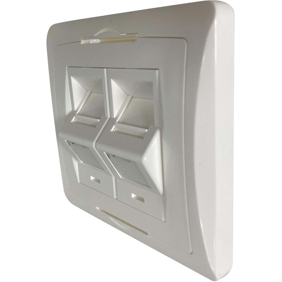 Tripp Lite by Eaton 2-Port UK-Style Wall Plate, Unloaded Shuttered Angled Module, White N042U-WK2-SA