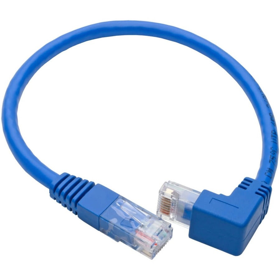 Tripp Lite by Eaton Câble de raccordement UTP Cat6 à angle descendant (RJ45) – 0,3 m, M/M, Gigabit, moulé, bleu N204-001-BL-DN