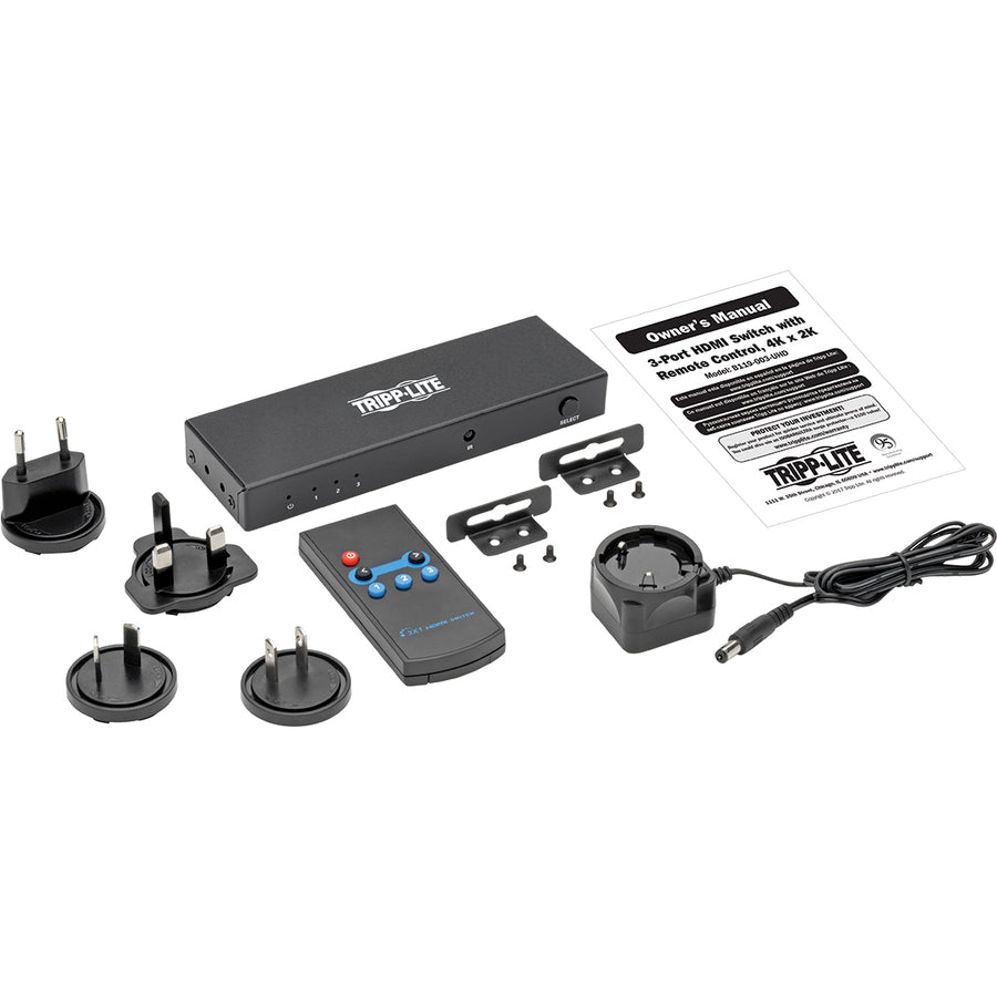 Tripp Lite by Eaton 3-Port HDMI Switch with Remote Control - 4K x 2K @ 60 Hz (F/3xF) B119-003-UHD