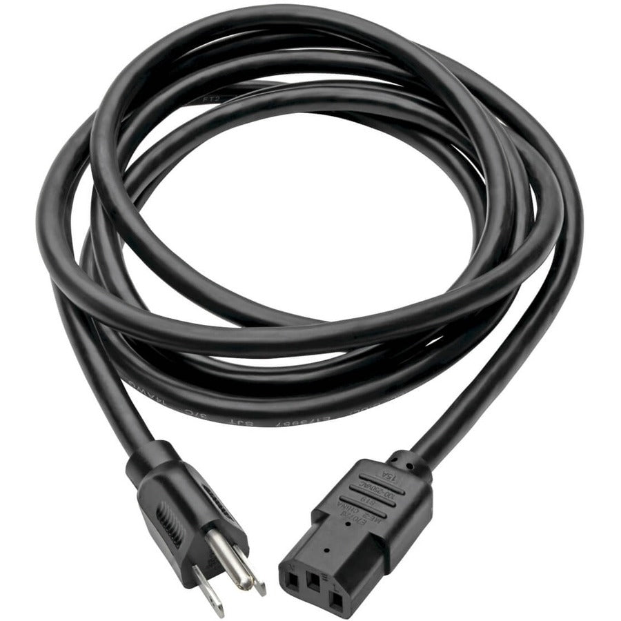 Tripp Lite 10ft Computer Power Cord Cable 5-15P to C13 Heavy Duty 15A 14AWG 10' P007-010