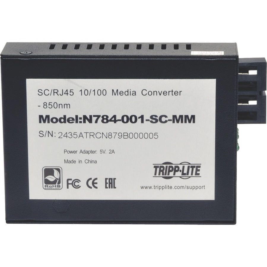 Convertisseur de média multimode Tripp Lite par Eaton 10/100 SC, 550 M, 850 nm N784-001-SC-MM