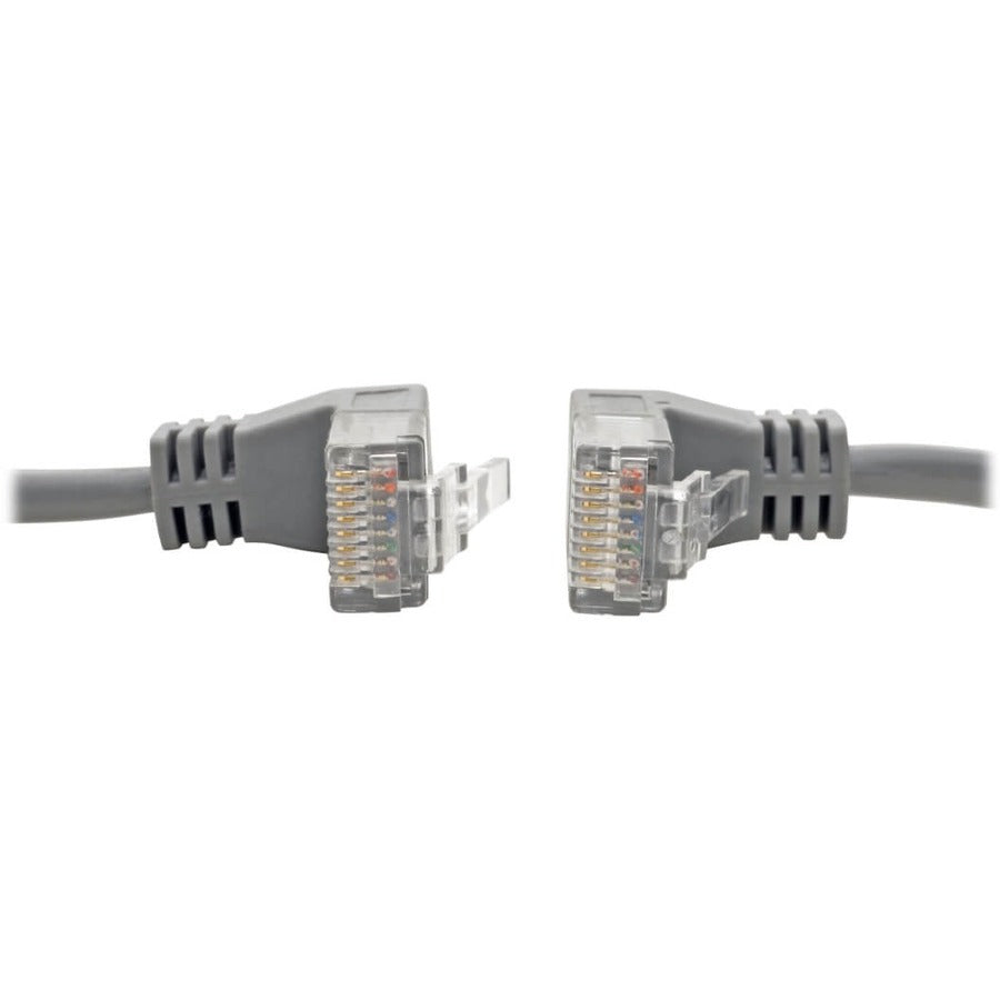 Tripp Lite by Eaton N201-SR1-GY Câble de brassage UTP Cat6 à angle droit - 1 pied, M/M, fin, gris N201-SR1-GY