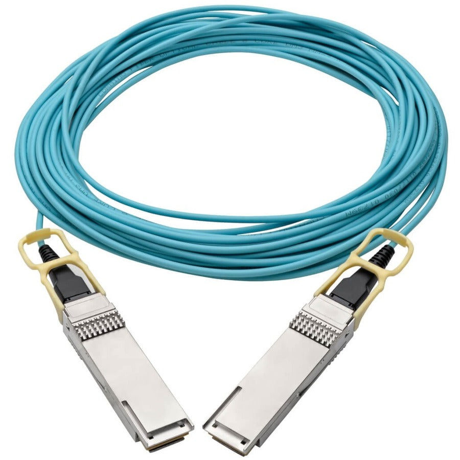 Tripp Lite by Eaton QSFP28 to QSFP28 Active Optical Cable - 100GbE, AOC, M/M, Aqua, 10 m (32.8 ft.) N28H-10M-AQ