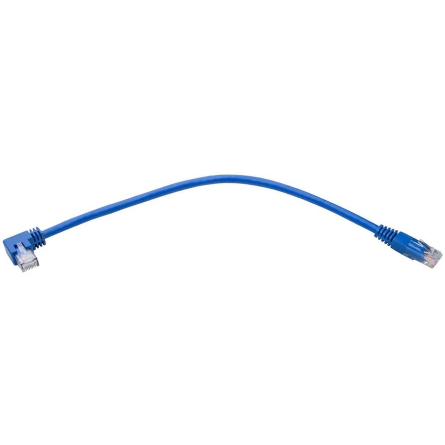 Tripp Lite by Eaton Right-Angle Cat6 UTP Patch Cable (RJ45) - 1 ft., M/M, Gigabit, Molded, Blue N204-001-BL-RA