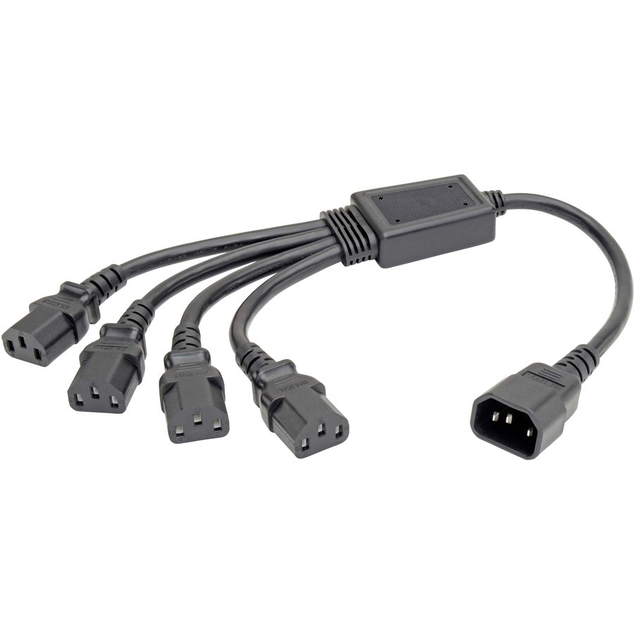 Tripp Lite by Eaton Y Splitter Computer Power Cord, 10A, 18 AWG (C14 to 4x C13), Black, 18 in. P004-18N-4XC13