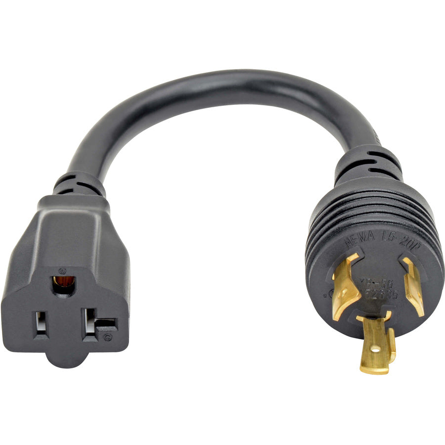 Câble adaptateur de cordon d'alimentation Tripp Lite 6 pouces L5-20P à 5-15/20R avec connecteurs de verrouillage robuste 20A 12AWG 6" P046-06N-T