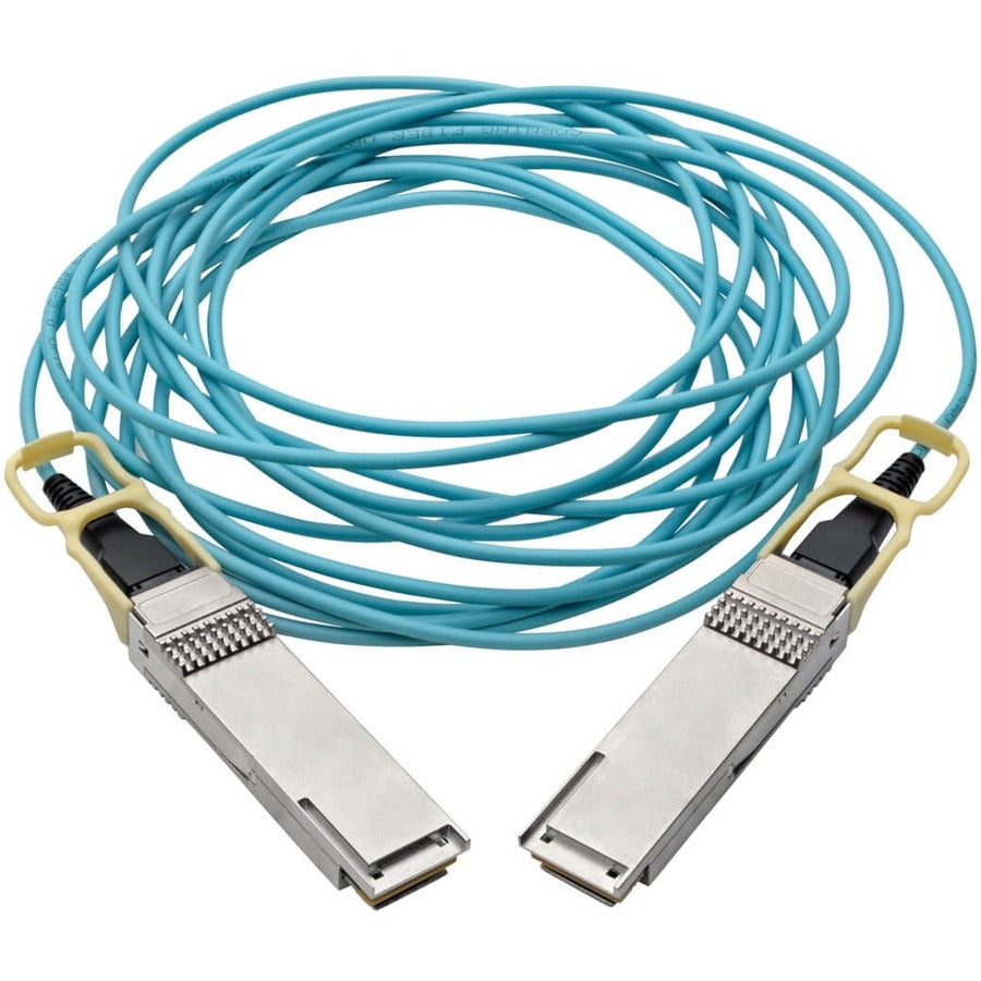 Tripp Lite by Eaton QSFP28 to QSFP28 Active Optical Cable - 100GbE, AOC, M/M, Aqua, 5 m (16.4 ft.) N28H-05M-AQ