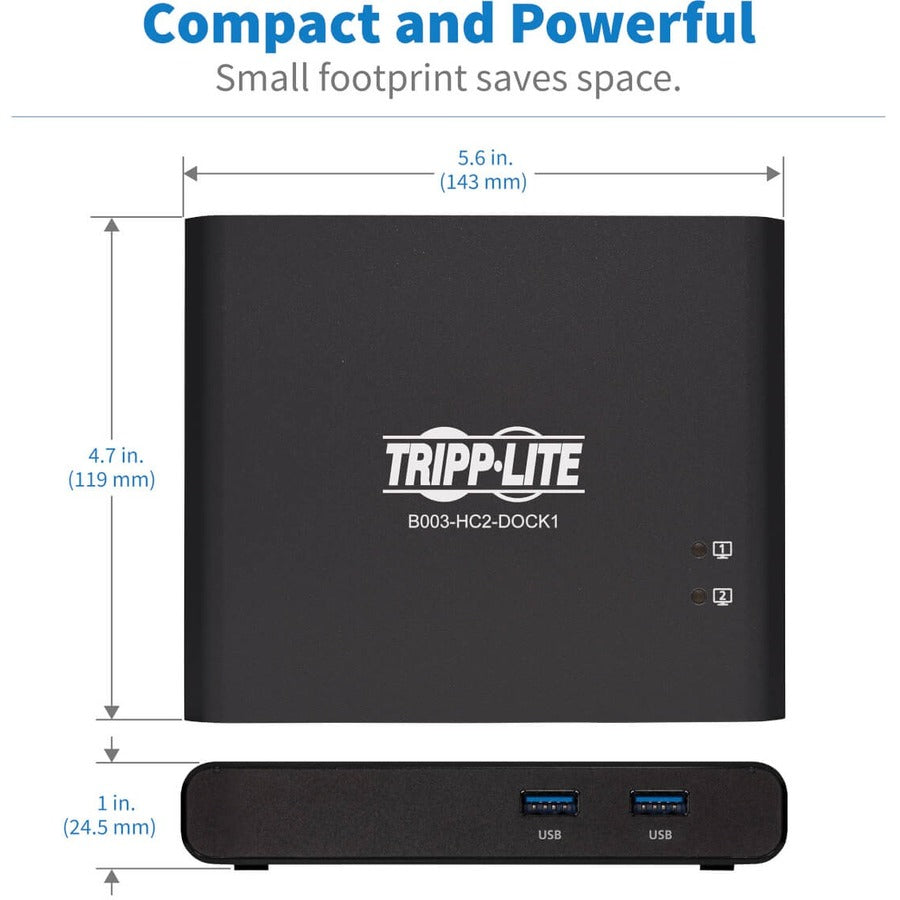 Tripp Lite by Eaton B003-HC2-DOCK1 2-Port USB-C KVM Dock, Black B003-HC2-DOCK1