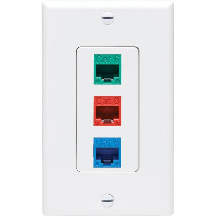 Tripp Lite by Eaton Center Plate Insert, Decora Style - Vertical, 3 Ports N042D-003V-WH