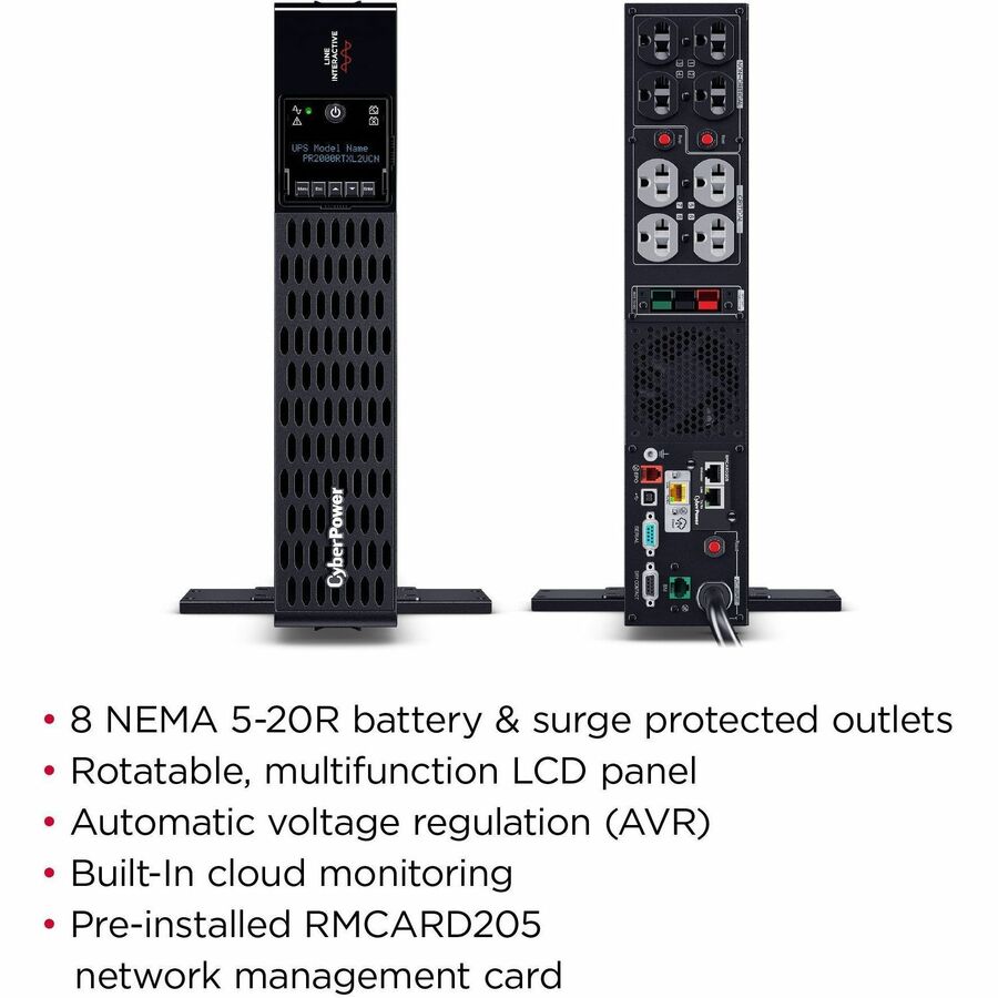 CyberPower Smart App Sinewave PR2000RTXL2UCN 2000VA Rack/Tower UPS PR2000RTXL2UCN