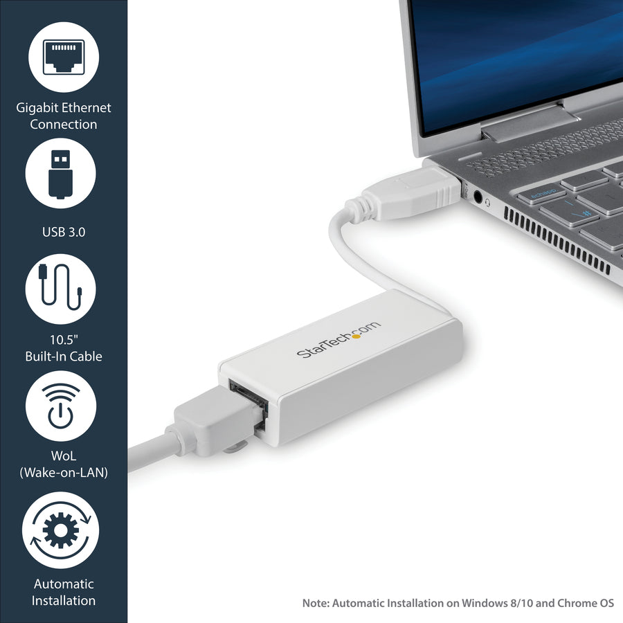 StarTech.com USB to Ethernet Adapter, USB 3.0 to 10/100/1000 Gigabit Ethernet LAN Adapter, USB to RJ45 Adapter, TAA Compliant USB31000SW