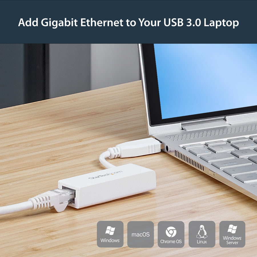 StarTech.com USB to Ethernet Adapter, USB 3.0 to 10/100/1000 Gigabit Ethernet LAN Adapter, USB to RJ45 Adapter, TAA Compliant USB31000SW