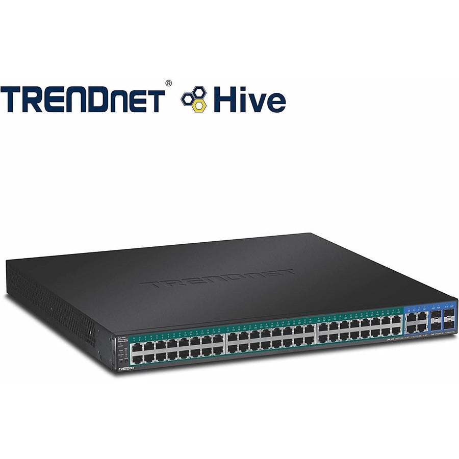 TRENDnet 52-Port Gigabit Web Smart PoE+ Switch, 48 Gigabit PoE+ Ports, 4 Shared Gigabit Ports (RJ-45 Or SFP), 370W PoE Power Budget, 104Gbps Switching Capacity, Lifetime Protection, Black, TPE-5240WS TPE-5240WS