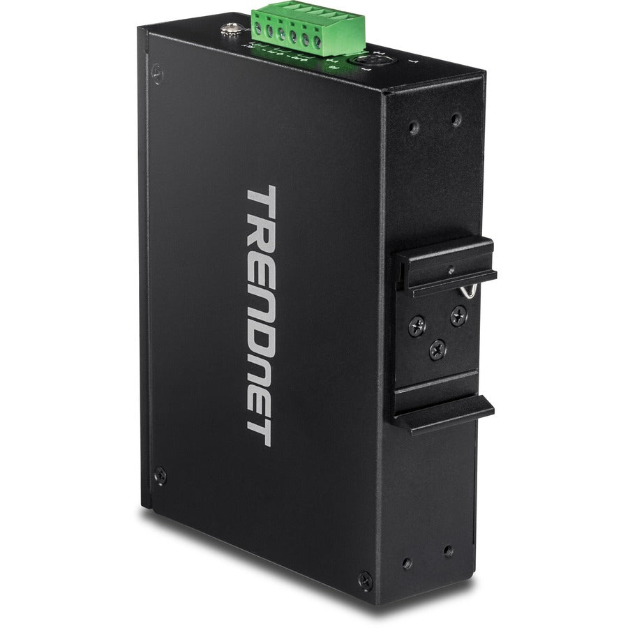 TRENDnet Commutateur industriel Gigabit PoE+ DIN-Rail renforcé à 6 ports, 4 ports Gigabit PoE+, port Gigabit partagé (RJ-45/SFP), SFP dédié, budget d'alimentation 120 W, IP30, protection à vie, noir, TI-PG62 TI-PG62