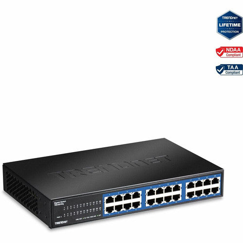 TRENDnet 24-Port Unmanaged Gigabit GREENnet Desktop Switch, Ethernet Network Switch, 24 x 10-100-1000 Gigabit Ethernet RJ-45 Ports, 48Gbps Switching Capacity, Lifetime Protection, Black, TEG-S24DG TEG-S24DG