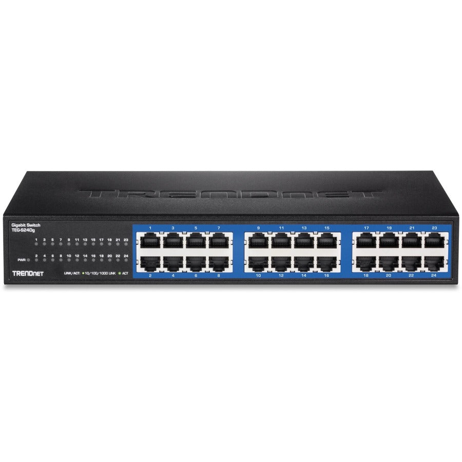 TRENDnet 24-Port Unmanaged Gigabit GREENnet Desktop Switch, Ethernet Network Switch, 24 x 10-100-1000 Gigabit Ethernet RJ-45 Ports, 48Gbps Switching Capacity, Lifetime Protection, Black, TEG-S24DG TEG-S24DG