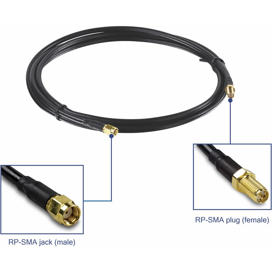 TRENDnet Low Loss RP-SMA Male to RP-SMA Female Antenna Cable - 2m (6.5 ft.) TEW-L102