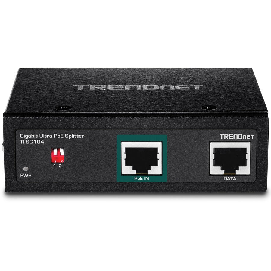 TRENDnet Répartiteur industriel Gigabit UPoE, double sortie d'alimentation CC, montage mural ou sur rail DIN, sortie de tension réglable, TI-SG104 TI-SG104