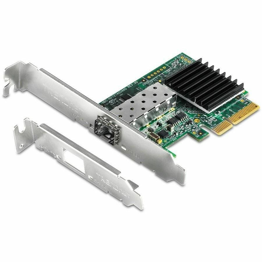 TRENDnet 10 Gigabit PCIe SFP+ Network Adapter, Convert A PCIe Slot Into A 10G SFP+ Slot, Supports 802.1Q, Standard & Low-Profile Brackets Included, Compatible With Windows & Linux, Black, TEG-10GECSFP TEG-10GECSFP