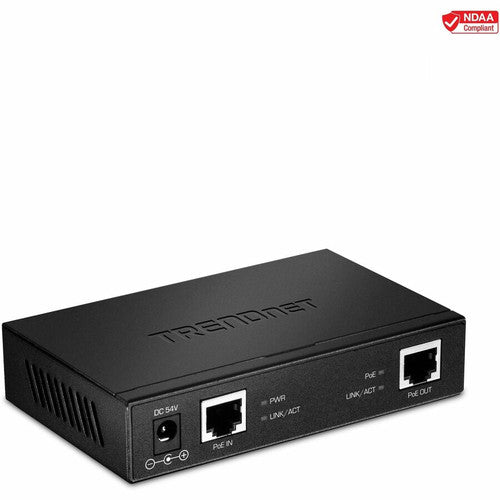 Répéteur/amplificateur TRENDnet Gigabit PoE+ ; PoE à port unique ; Alimentation par Ethernet ; 802.3af ; 802.3at ; 10/100/1 000 Mbit/s ; TPE-E110 TPE-E110