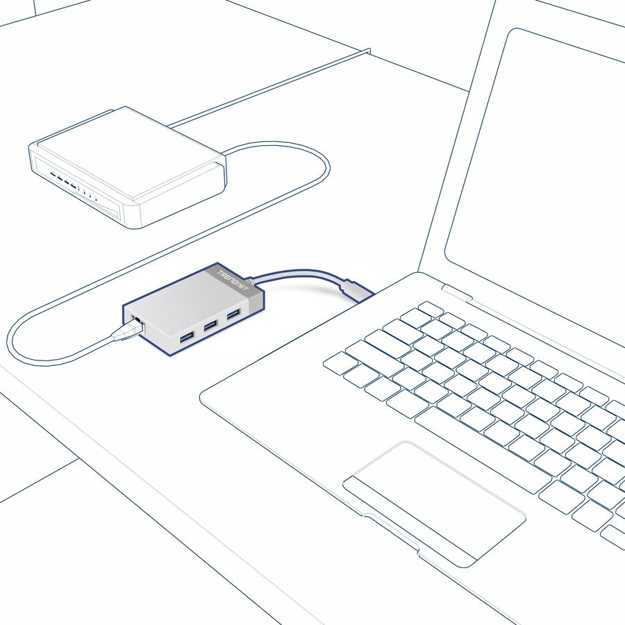 TRENDnet 3-Port USB 3.0 Hub with 10/100/1000 Mbps Gigabit Ethernet Adapter (3 USB 3.0 Ports; a RJ45 Gigabit Ethernet Port); Support XP; Vista; Windows 7; 8; 8.1; 10; Mac OS 10.6-10.9; Nintendo Switch; TU3-ETGH3 TU3-ETGH3