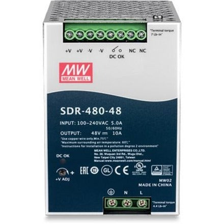 TRENDnet Alimentation sur rail DIN 480 W, 48 V CC, 10 A CA vers CC avec fonction PFC, TI-S48048 TI-S48048