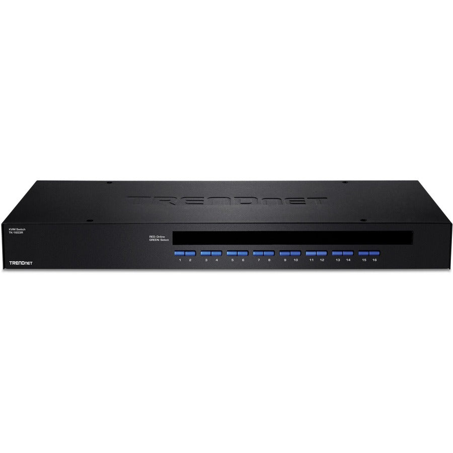 TRENDnet 16-Port Rack Mount USB KVM Switch, VGA and USB Connection, Supports USB and PS/2, Auto-Scan, Device Monitoring, Audible Feedback, Plug and Play, Hot Pluggable, Rack Mountable, Black, TK-1603R TK-1603R