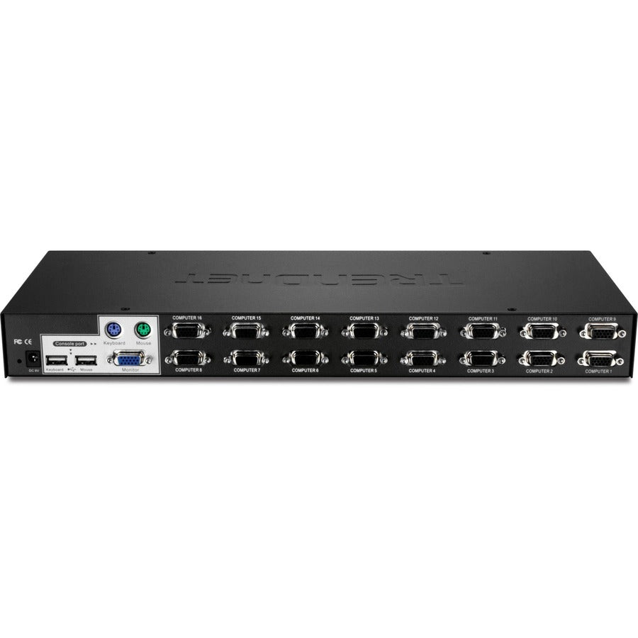 TRENDnet 16-Port Rack Mount USB KVM Switch, VGA and USB Connection, Supports USB and PS/2, Auto-Scan, Device Monitoring, Audible Feedback, Plug and Play, Hot Pluggable, Rack Mountable, Black, TK-1603R TK-1603R