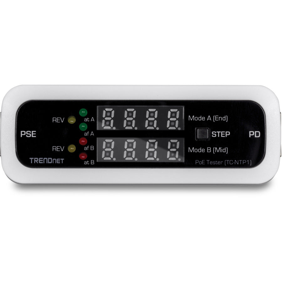 TRENDnet Inline PoE Tester, TC-NTP1, Tests 4PPoE, PoE+, PoE & Passive PoE Technology, Wattage, Voltage, Amperage, Polarity, LED Display, Battery-Free, Troubleshoot PoE Issues, IEEE 802.3af/at/bt TC-NTP1