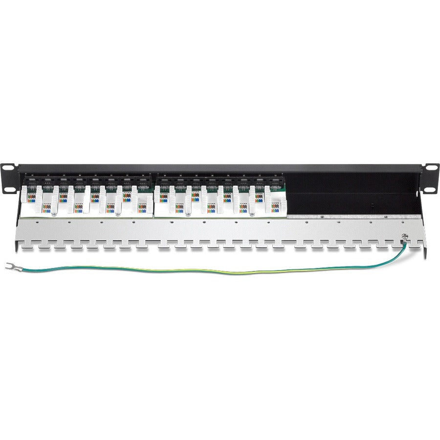 TRENDnet 16-Port Cat6A Shielded Patch Panel, TC-P16C6AS, 1U 19" Metal Housing, 10G Ready, Cat5e/Cat6/Cat6A Ethernet Cable Compatible, Cable Management, Color-coded Labeling for T568A and T568B wiring TC-P16C6AS