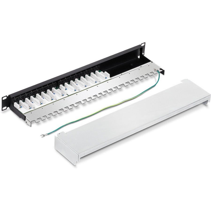 TRENDnet 16-Port Cat6A Shielded Patch Panel, TC-P16C6AS, 1U 19" Metal Housing, 10G Ready, Cat5e/Cat6/Cat6A Ethernet Cable Compatible, Cable Management, Color-coded Labeling for T568A and T568B wiring TC-P16C6AS