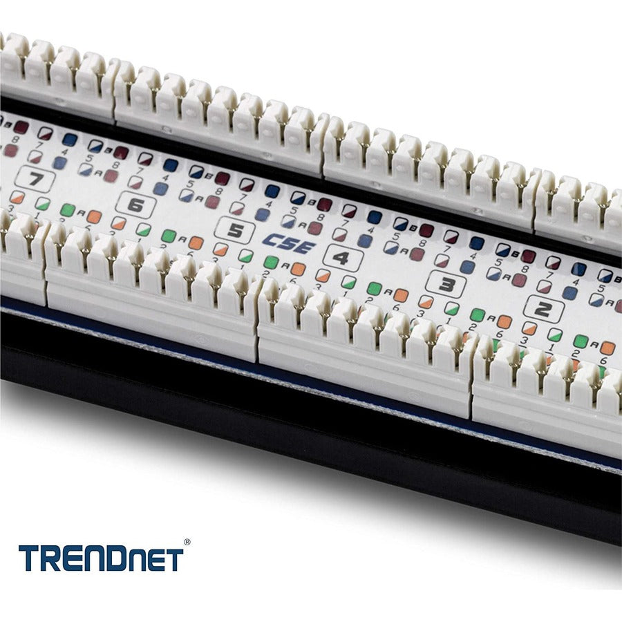 TRENDnet 8-Port Cat5/5e Unshielded Patch Panel, TC-P08C5E, Wallmount or Rackmount, 10 Inch Wide, 8 x Gigabit RJ-45 Ethernet Ports, 100 Mhz Connection, Color Coded Labeling, 110 IDC Terminal Blocks TC-P08C5E