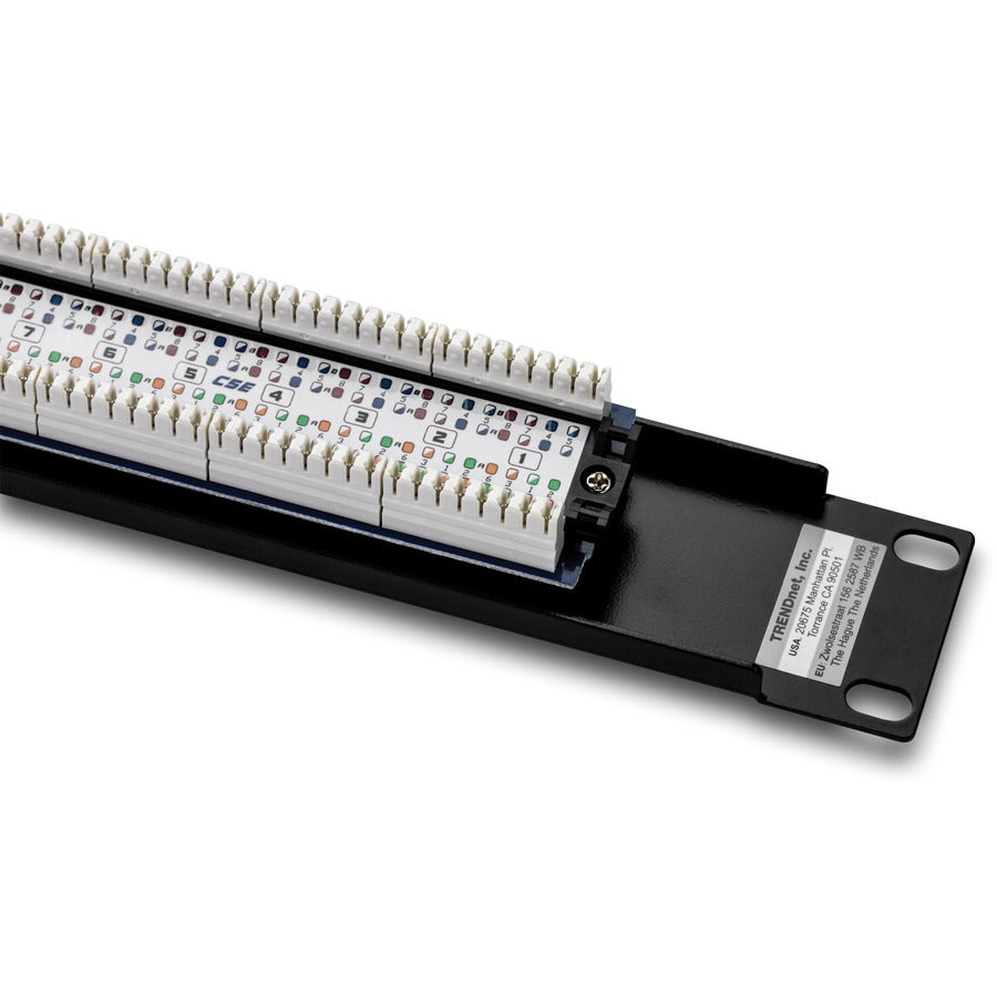 TRENDnet 8-Port Cat5/5e Unshielded Patch Panel, TC-P08C5E, Wallmount or Rackmount, 10 Inch Wide, 8 x Gigabit RJ-45 Ethernet Ports, 100 Mhz Connection, Color Coded Labeling, 110 IDC Terminal Blocks TC-P08C5E