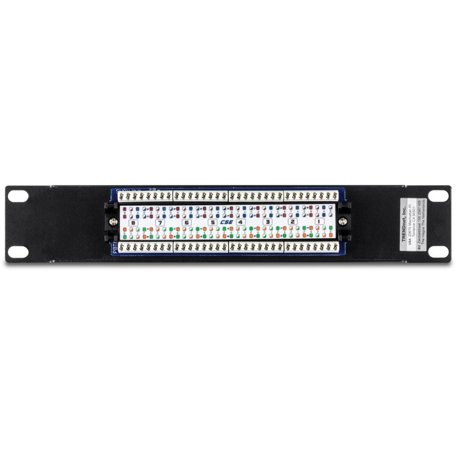 TRENDnet 8-Port Cat5/5e Unshielded Patch Panel, TC-P08C5E, Wallmount or Rackmount, 10 Inch Wide, 8 x Gigabit RJ-45 Ethernet Ports, 100 Mhz Connection, Color Coded Labeling, 110 IDC Terminal Blocks TC-P08C5E