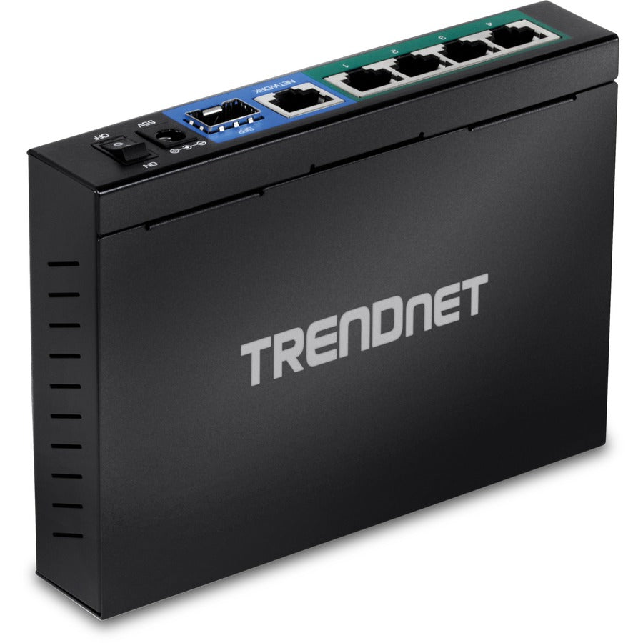 TRENDnet 6-port Gigabit Poe+ Switch; TPE-TG611; 4 X Gigabit Poe+ Ports; 1 X Gigabit Port; 1 X SFP Slot; Supports 100/1000Base-FX Fiber SFP Modules; Ethernet Desktop Network Switch; Lifetime Protection TPE-TG611