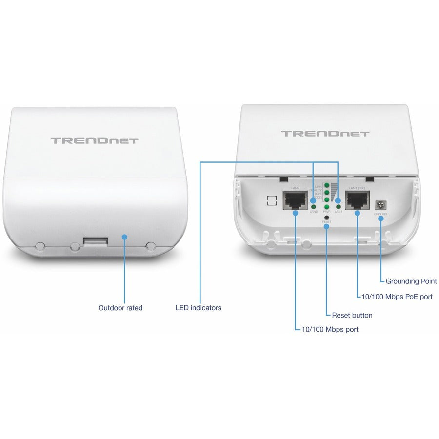 TRENDnet 10dBi Wireless N300 Outdoor PoE Pre-configured Point-to-Point Bridge Bundle Kit, Two Pre-Configured Wireless N Access Points, IPX6 Rated Housing, 10 dBi Antennas, White, TEW-740APBO2K TEW-740APBO2K